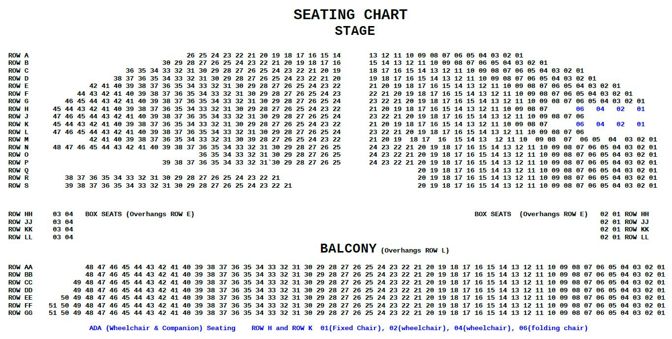 Sedona Performing Arts Center Seating Chart